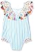 Mud Pie Baby Girls Flamingo Tassel One Piece Swimsuit, Blue, 0-6 Months