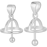 PLIGREAT 2 Pcs 925 Sterling Silver Pendant Crafts, Beadable Planet Connector Clasp Craft 8/10mm Inner Diameter Bail Clip Pendants for DIY Jewelry Craft Making