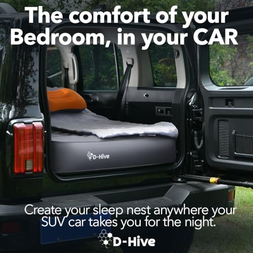 D-Hive SUV Air Mattress, Ultra-Thick Material Extra-High Car Air Mattress, SUV Mattress for Toyota 4runner, Jeep Wrangler, Car Mattress Inflatable Grey