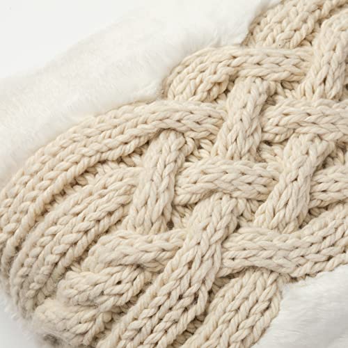 Cozy Bliss 1Pcs Faux Fur Pillow Covers Luxury Super Soft Plush Fleece Throw Pillowcase, Cable Knit Faux Fur Pillow Cover Decorative Pillowcases for Sofa Couch Bed Chair Car (Cable Knit, 18