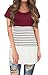 LYXIOF Women's Short Sleeve Shirts Triple Color Block Summer Tee Casual Blouse Round Neck Tunic Tops