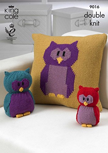 King Cole Owl Cushion Toys Merino Knitting Pattern 9016 Dk