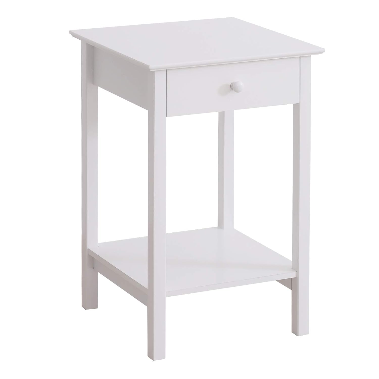 Wooden Bedside Table W/Drawer Shelf Storage End Side