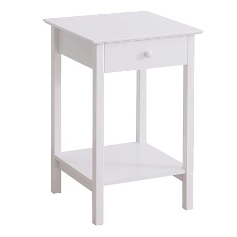 Homcom Wooden Bedside Table Cabinet W Drawer Shelf Storage End