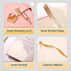 Heart Shaped Lock Diary with Key for Girls PU