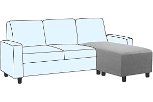 H.VERSAILTEX Ottoman and Sofa Seat Cushion Combined Cover Slipcover Rectangle Sofa Slipcover Fit Length 56"-75" Suitable for L Shaped Seat Cushion Cover or Chaise Part Cover Stretch Thick Soft - Dove