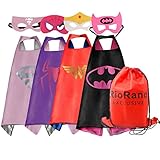 RioRand Satin Cape 4 Pack Cartoon Dress Up Costume with Felt Mask and Exclusive Bag(Girls)