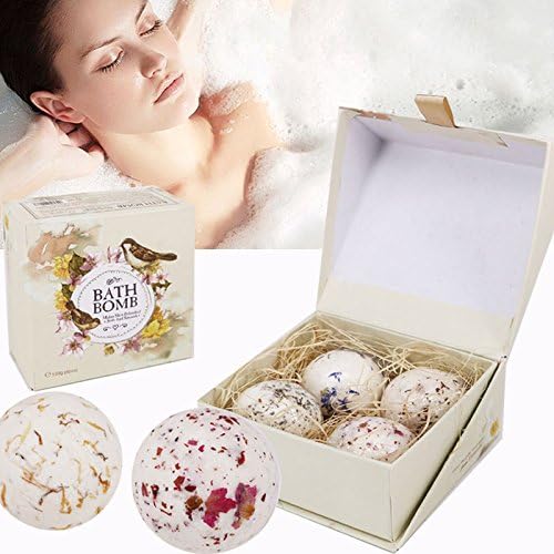 Bath Bomb Gift Set Kit - 4 Vegan All Natural Essential Oil Lush Fizzies. Organic Shea and Cocoa Soothe Dry Skin.Best bath bombs gift for women,teen girls,birthdays.Add to Bath Bubbles - Bath Basket