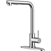 WEWE Single Handle Pull Down Kitchen Faucet, High Arc Brushed Nickel Stainless Steel Sink Faucet with 360° Swivel and Easy DIY Install for 1 or 3 Hole Deck