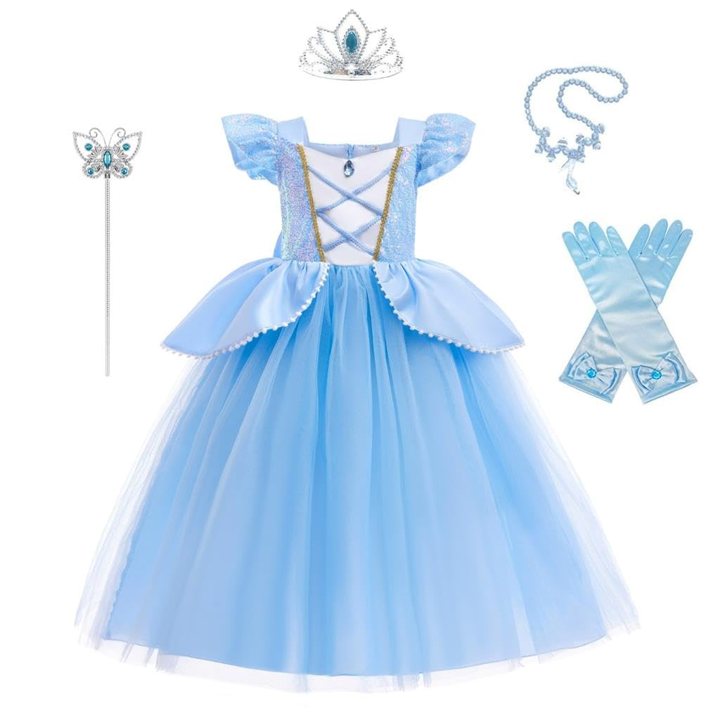 Lito Angels Princess Cinderella Fancy Dress Up Costume Party Ball Gown with Accessories Set for Kids Girls Age 2-3 Years, Blue (Tag Number 100) — image 1