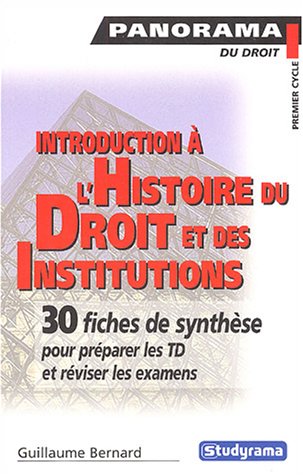 Introduction à l'histoire du droit et des institutions