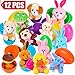 12 Pieces Easter Eggs Filled with Mini Toys - Perfect As Party Favors, Easter Egg Hunt Supplies - Different Plush Toy Filled 3.15'' DIY Colorful plastic eggs