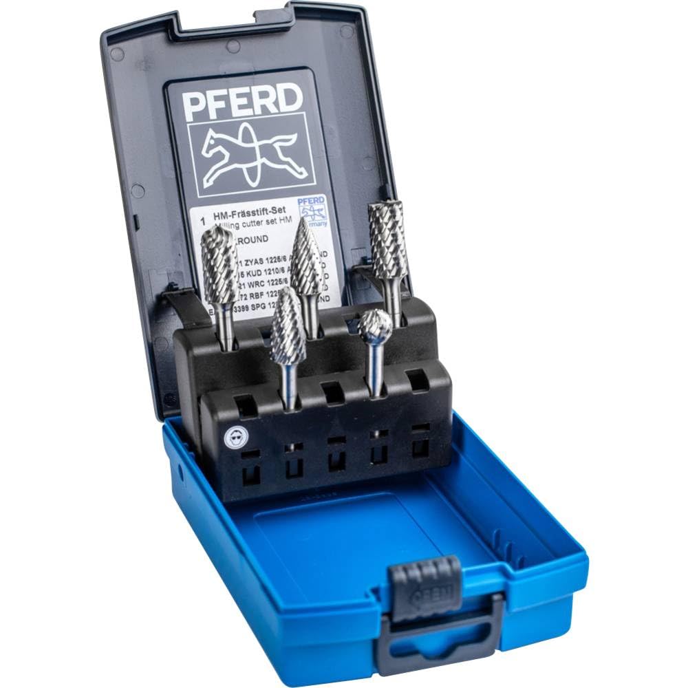 PFERD HM milling bit Set, 5 Pieces, Toothing Allround, Shaft Diameter 6 mm, 21901412 - for Versatile use on The Most Important Materials — image 1
