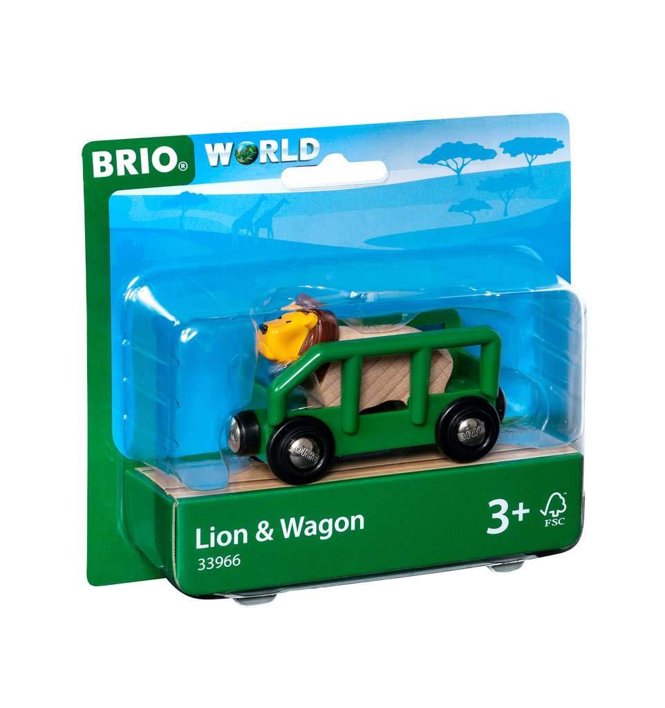 BRIO World Safari Lion & Wagon Train for Kids Age 3 Years Up - Compatible with all Railway Sets & Accessories