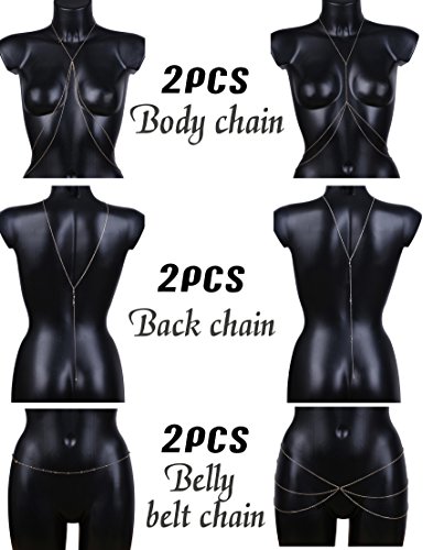 Jstyle 6PCS Hot Sexy Belly Chain Thin Waist Belt Body Chain Back Necklace For Women Girl Summer Beach Jewelry