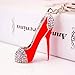 VXAR Key Ring Keychain Fashion and Charming Lady's High Heel Shoes Rhinestone Crystal Zinc Alloy Keyring Pendant Keyfob Women Bag Purse Decoration Gift (Red 1pcs)