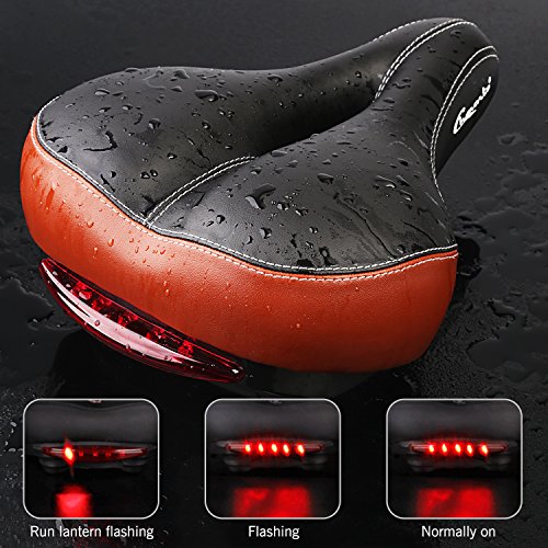 image for Chaunts Bike Seat Cushion with Led Tail Light, Breathable and Anti-sho