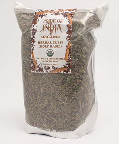 Pride Of India - Natural Tulsi Holy-Basil Herbal Tea, 3.53 oz (100gm) Whole Leaf