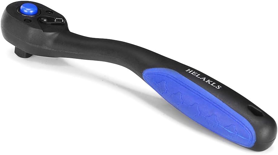 HELAKLS Quick-Release Ratchet Wrench 1/4-Inch Drive By 5-Inch Composite Handle Offset Socket Reversible Ratcheting Gear Spanner, 72-Tooth Oval Head (1/4 inch)