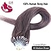 Fabwigs Micro Loop Ring Human Extensions - 18 20 22 Inch 12 Colors 50g Set - Silky Straight Loop Weft Human Remy Hair (18 Inch #4 Medium Brown)