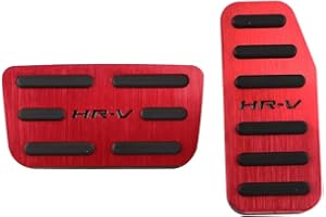 CEBAT 2PCS Red Brake Pedal Cover No Drill Non-Slip Performance Foot Pedals Pads Auto Aluminum Pedal Covers for Honda HRV 2016 2017 2018 2019 2020 2021 2022