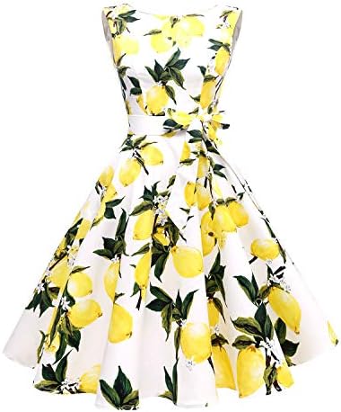 Hanpceirs Women's Boatneck Sleeveless Swing Vintage 1950s Cocktail Dress,  Lemonwhite, M price in UAE | Amazon UAE | kanbkam