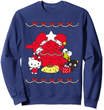 Unisex Hello Sanrio Characters Christmas Tree Sweater Medium Navy