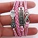 Ac Union Handmade Adjustable Leather Bracelet, with 2 in 1 Sister Owls Metal Charm Friendship Gift for Women Gril