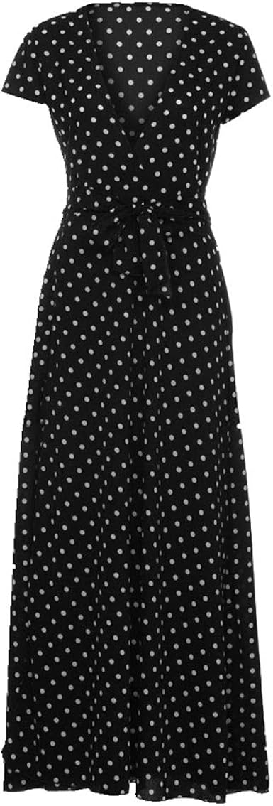 black polka dot chiffon dress