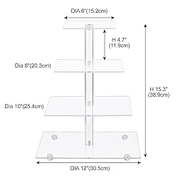 AMEITECH Cupcake Stand with Base, 4-Tier Square