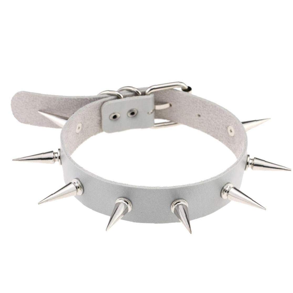 BontandGothic Spiked Punk Choker Collar with Spikes Rivets Women Men Emo Studded Chocker Necklace Silver Goth Jewelry