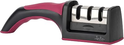 Jata HACC4541 - Afiador de Facas Profissional, Adequado para todos os tamanhos, 3 processos de afiação, Punho e base antiderrapantes, Manuseamento simples e confortável, Afiação eficaz