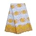 pqdaysun African Lace Fabric Milk Silk Nigerian French Lace Net Fabric Embroidered Fabric for Wedding Party F50752 (Yellow, 5 Yards)