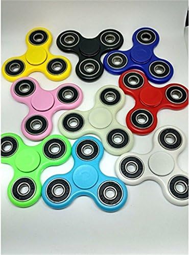 Fidget Hand Spinners 6 Color Bundle Bulk EDC Hand Tri-Spinner Desk Toy Stress Anxiety Relief ADHD Adults Student Classroom, Relax Therapy, Stress Pack Combo Green Red Black White Blue Yellow Glow