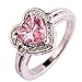 Psiroy 925 Sterling Silver Created Pink Topaz Filled Heart Shaped Halo Promise Ring Size 7