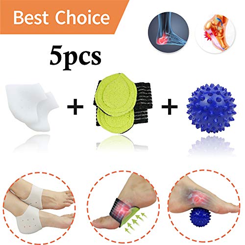 Plantar Fasciitis Inserts, Arch Support, Massage Ball, Best for Heel Pain Treatment, Cracked Heel Protectors, Foot Massager, Flat Feet, Relieve The Swelling and Tingling.(5 PCS)