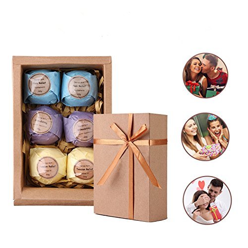 Bath Bombs Gift Set by Rackarster, All Natural Lush Essential Oils for Dry Skin, Perfect for Aromatherapy and Relaxation, Gifts for Valentine,Mother,Father and Kids. Add to Bath Basket.(Pack of 6 )