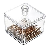 Choice Fun Square Acrylic Makeup Storage and Cotton Swab Holder with Lid