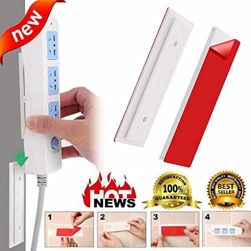 Self Adhesive Power Strip Fixator, Multipurpose Punch-Free Wall-Mounted Desktop Socket Fixer Cable Organizer Holder, Washable & Reusable for Outlet Adapter, WiFi Router, Studio & Room