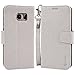 Galaxy s7 edge Case, Arae [Wrist Strap] Flip Folio [Kickstand Feature] PU leather wallet case with ID&Credit Card Pockets For Samsung Galaxy S7 edge (not for S7) beige-grey