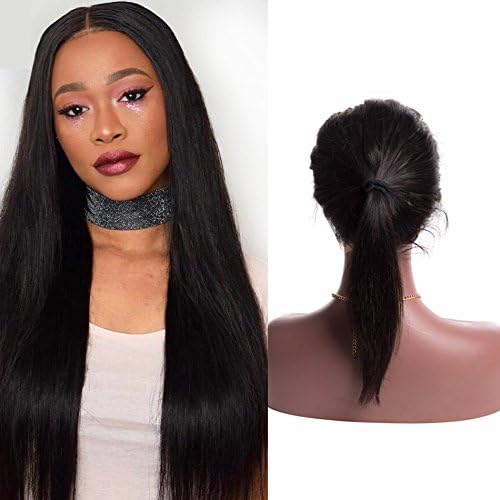 Wholesale Price Brazilian Virgin Human Hair Full 360 Lace Frontal Closure Pre Plucked Bleached Knots With Baby Hair Straight Hair 360 Frontal Unprocessed Human Hair Extensions Natural Black（16inch）