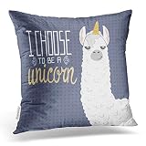 Emvency Throw Pillow Covers Cute Cartoon Lama Alpaca Unicorn Hornpolka Dot Hand Drawn Lettering Decor Pillowcases Polyester 20 X 20 Inch Square Hidden Zipper Home Cushion Decorative Pillowcase