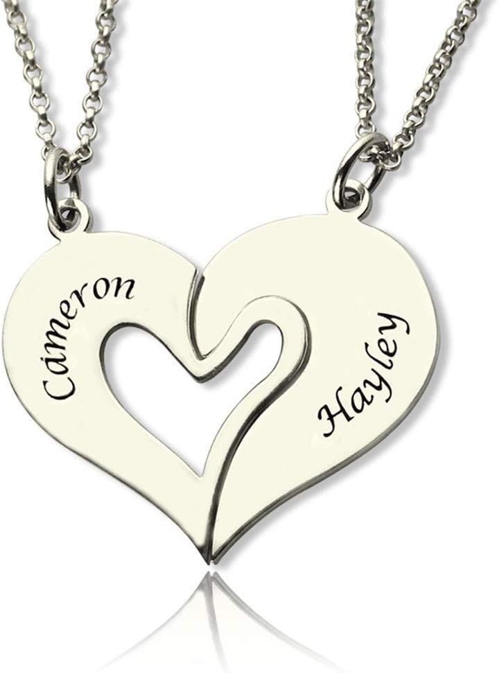 Personalised Custom Breakable Heart Name Necklace Engraved Couple Necklace Pendant for His or Hers