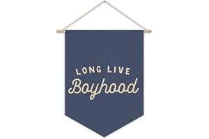 XYDEG Navy Blue Boy Room Decor,Long Live Boyhood Canvas Banner Nursery Playroom Wall Decor for Boys Bedroom Toddler Decorations Teen Boy Room Decor,Playroom Decor Wall Hanging Flag 15x11 Inch