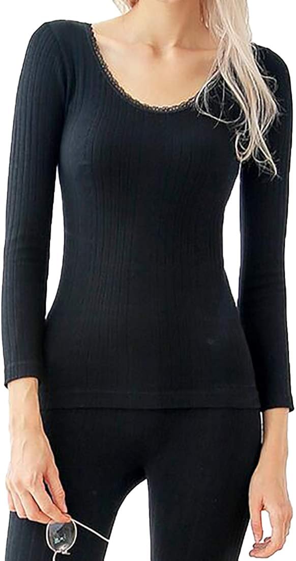 Huicai Women's Thermal Underwear Set Beauty Body Winter Lace Body