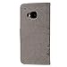 HTC M9 Leather Case, HTC One M9 Case Wallet, MOLLYCOOCLE PU Leather Wallet Embossed Florals Kickstand Magnetic Flip Case Card Holders & Hand Strap Case Cover for HTC One M9 / HTC M9 -Gray