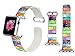 Viwell Floral Leather Band Compatible with iWatch 40mm 38mm for Women, Floral Leather Strap Sports Replacement for iWatch Series 5/4/3/2/1 Retro Colorful Horizontal Stripes