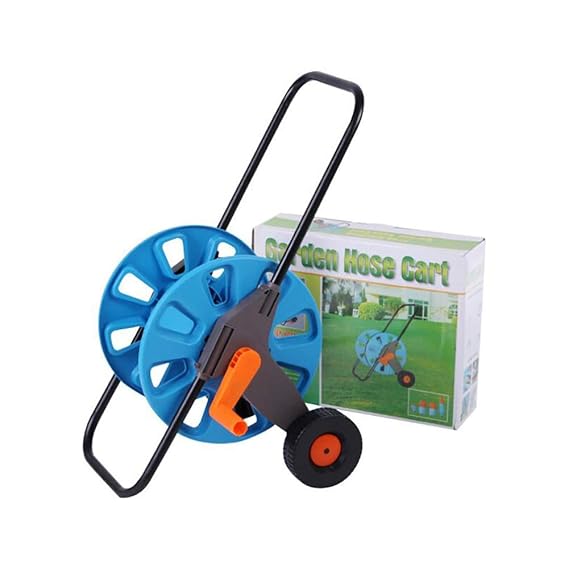 FYYMC Schlauchwagen,tragbar Schlauchtrommel - Kapazität 50 M,Ohne Schlauch, Nachtropfstopp, Handkurbel