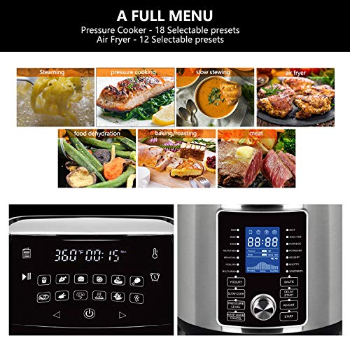 MOOSOO Pressure Cooker Air Fryer Combos, 6 Quart 1500W Electric