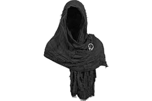 KUBERAS Dune Costume Post Apocalyptic Hooded Cloak Desert Scarf Shawl Cowl Half Cape Medieval Viking Outfit for Men Women